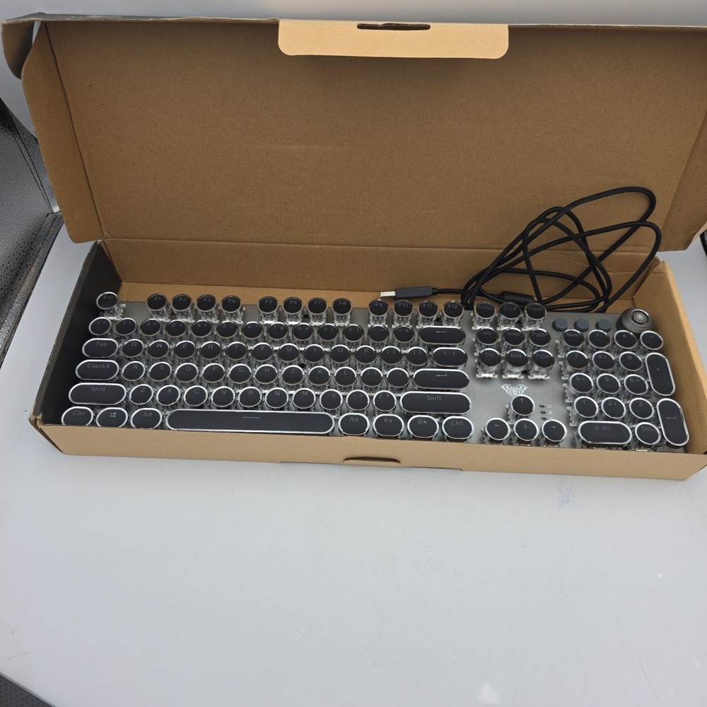 AULA F2088 Typewriter Style Mechanical Gaming Keyboard,Rainbow LED Backlit,Remov
